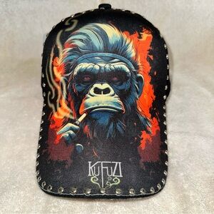Kufuzi Gorilla Smoking Baseball Cap Black Embroidered Street Legend Hat Snapback